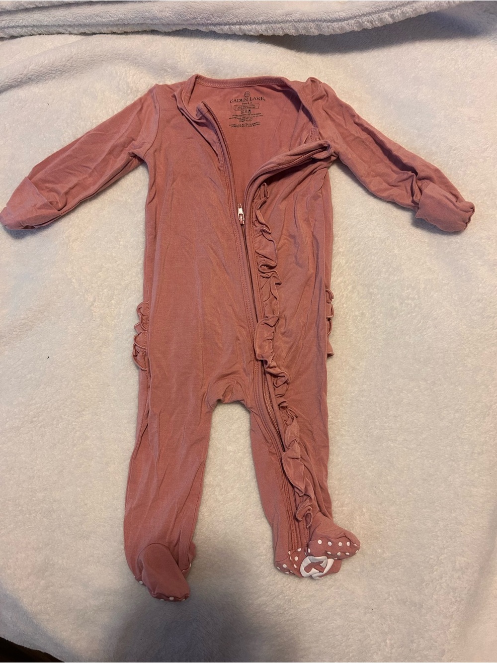 Caden Lane Dusty Rose Ruffle Footed One-Piece